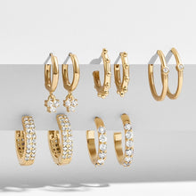 Load image into Gallery viewer, 5 Pair/set 2020 Brincos Female Rhinestone Huggie Earrings Set Amazing Price Gold Small Stud Earring for Women Fashion Jewelry