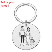 Load image into Gallery viewer, Love Cute Keychain Engraved Family Gifts for Parents Children Present Keyring Bag Charm Families Member Gift Key Chain