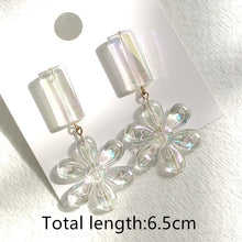 Load image into Gallery viewer, HUANZHI 2020 New Transparent Acrylic Round Circle Small Big Earrings Geometric Long Chain Stud Earrings For Women Girls Jewelry