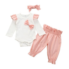 Load image into Gallery viewer, Newborn Baby Girl Clothes Set Fashion Leopard Pants Pink Letter Print Tops Headband 3Pcs Autumn Toddler Infant Clothing Outfits