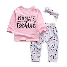 Load image into Gallery viewer, Newborn Baby Girl Clothes Set Fashion Leopard Pants Pink Letter Print Tops Headband 3Pcs Autumn Toddler Infant Clothing Outfits