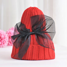 Load image into Gallery viewer, Big Bows Knitted Baby Girl Hat Cap Autumn Winter Warm Kids baby winter Hat Solid Color Baby Beanie Bonnet enfant Child Muts