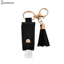 Load image into Gallery viewer, 30ml Portable Empty Leakproof Plastic Travel Bottle for Hand Sanitizer with Tassels Leather Keychain Holder Carriers