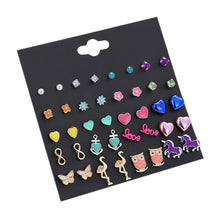 Load image into Gallery viewer, Luokey 2020 New Arrival Stud Earrings Set For Women Cute Rainbow Butterfly Flower Enamel Gold Stud Earrings Korean Charm Jewelry