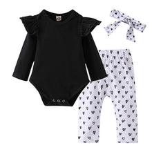 Load image into Gallery viewer, 3Pcs Newborn Baby Girl Clothes Set Fashion Autumn Cotton Letter T-shirt Pants Headband Fall Toddler Infant Outfits Clothing Suit