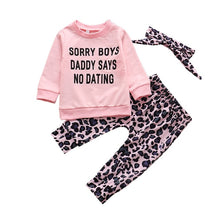 Load image into Gallery viewer, 3Pcs Newborn Baby Girl Clothes Set Fashion Autumn Cotton Letter T-shirt Pants Headband Fall Toddler Infant Outfits Clothing Suit
