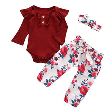 Load image into Gallery viewer, 3Pcs Newborn Baby Girl Clothes Set Fashion Autumn Cotton Letter T-shirt Pants Headband Fall Toddler Infant Outfits Clothing Suit