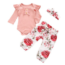Load image into Gallery viewer, 3Pcs Newborn Baby Girl Clothes Set Fashion Autumn Cotton Letter T-shirt Pants Headband Fall Toddler Infant Outfits Clothing Suit