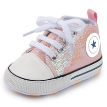 Load image into Gallery viewer, Baby Shoes Boy Girl Star Solid Sneaker Cotton Soft Anti-Slip Sole Newborn Infant First Walkers Toddler Casual Canvas Crib Shoes