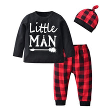 Load image into Gallery viewer, 3 Pcs Newborn Baby Boys Clothes Set Cloud Print Cotton Long Sleeve T-Shirt+Casual Solid Color Pant+Hat Infant Clothing Outfits