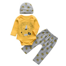 Load image into Gallery viewer, 3 Pcs Newborn Baby Boys Clothes Set Cloud Print Cotton Long Sleeve T-Shirt+Casual Solid Color Pant+Hat Infant Clothing Outfits