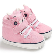 Load image into Gallery viewer, 1 Pair Autumn Baby Shoes Kids Boy Girl Fox Head Lace Cotton Cloth First Walker Anti-slip Soft Sole BabyToddler Shoes Sneakers