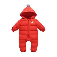 Load image into Gallery viewer, LZH 2020 Autumn Winter Infant Baby Clothing New Baby Boys Thick Down Cotton Jumpsuit Girls Long-sleeved Hooded Romper 3-12 Month