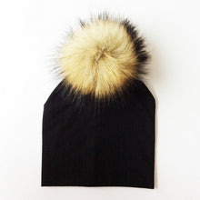 Load image into Gallery viewer, Autumn Winter Boy Girl Faux Raccoon Fur Cotton Kids Caps Baby Beanie Hats With Pompon Children's Accessories