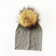Load image into Gallery viewer, Autumn Winter Boy Girl Faux Raccoon Fur Cotton Kids Caps Baby Beanie Hats With Pompon Children's Accessories
