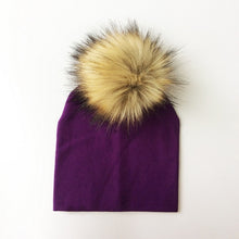 Load image into Gallery viewer, Autumn Winter Boy Girl Faux Raccoon Fur Cotton Kids Caps Baby Beanie Hats With Pompon Children's Accessories