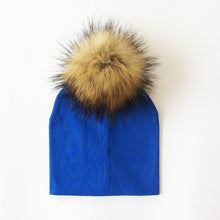 Load image into Gallery viewer, Autumn Winter Boy Girl Faux Raccoon Fur Cotton Kids Caps Baby Beanie Hats With Pompon Children's Accessories