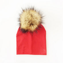 Load image into Gallery viewer, Autumn Winter Boy Girl Faux Raccoon Fur Cotton Kids Caps Baby Beanie Hats With Pompon Children's Accessories