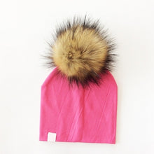 Load image into Gallery viewer, Autumn Winter Boy Girl Faux Raccoon Fur Cotton Kids Caps Baby Beanie Hats With Pompon Children's Accessories