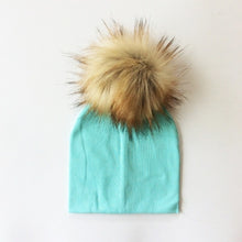 Load image into Gallery viewer, Autumn Winter Boy Girl Faux Raccoon Fur Cotton Kids Caps Baby Beanie Hats With Pompon Children's Accessories