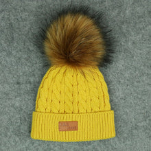 Load image into Gallery viewer, 2020 New Fashion Children Winter Hats Baby Kids Girl Solid Knitted Beanies Caps Hair Ball Thick Baby Boys Girls Winter Warm Hat