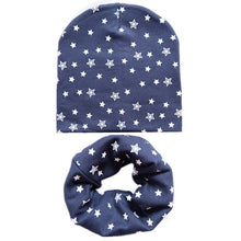 Load image into Gallery viewer, 2Pcs/Set Cotton Baby Hat Scarf Spring Star Print Children Caps Scarves Boys Girls Warm Beanie Collar Set Autumn Children Hat Set