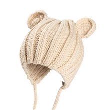 Load image into Gallery viewer, Knitted Winter Baby Hat with Ears Cartoon Lace-up Children Kids Baby Bonnet Cap for 1-3 Years 5 Colors