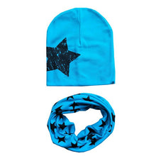 Load image into Gallery viewer, 2Pcs/Set Cotton Baby Hat Scarf Spring Star Print Children Caps Scarves Boys Girls Warm Beanie Collar Set Autumn Children Hat Set
