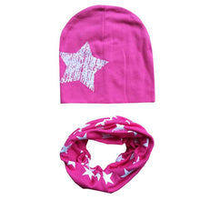 Load image into Gallery viewer, 2Pcs/Set Cotton Baby Hat Scarf Spring Star Print Children Caps Scarves Boys Girls Warm Beanie Collar Set Autumn Children Hat Set