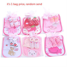 Load image into Gallery viewer, 1 bag Baby Cotton Bibs Towel Socks Sets Newborn Kids Burp Cloths+Socks +Anti-scratch Gloves Boys Girls Christmas Birthday Gift