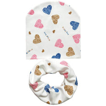 Load image into Gallery viewer, Baby Hat Infant Caps Cotton Scarf Baby Beanies Love Heart Print Spring Autumn Children Hat Scarf Set Baby Girls Hats Photo Props