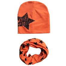 Load image into Gallery viewer, 2Pcs/Set Cotton Baby Hat Scarf Spring Star Print Children Caps Scarves Boys Girls Warm Beanie Collar Set Autumn Children Hat Set