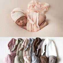 Load image into Gallery viewer, 2019 newborn photography props wraps + hat kids newborn set beanie propshoot for photography new born baby boy accessories