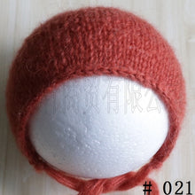Load image into Gallery viewer, Handcraft Baby hand Knit Mohair Bonnet ,Baby Photography Props. Photography prop.on Baby Shower Gift
