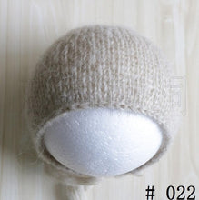 Load image into Gallery viewer, Handcraft Baby hand Knit Mohair Bonnet ,Baby Photography Props. Photography prop.on Baby Shower Gift
