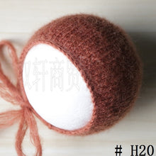 Load image into Gallery viewer, Handcraft Baby hand Knit Mohair Bonnet ,Baby Photography Props. Photography prop.on Baby Shower Gift
