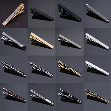 Load image into Gallery viewer, high-end Tie Clip men jewelry luxury Classic gold lase Matte Tie Bar carving Simple Brushed Smooth crystal Clasp Tie Pin Gifts
