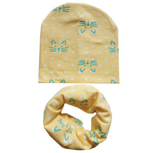 Load image into Gallery viewer, Autumn Winter Baby Hat Set Boys Girls Neck Scarf Spring Warm Neckerchief Kids Beanies Sets Cotton Children Hat Scarf 2pcs Sets
