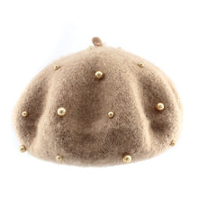 Load image into Gallery viewer, Fashion Wool Baby Hat with Pearls Candy Color Retro Baby Girl Cap Kids Beret Hats for Girls 2-6 Years 1PC
