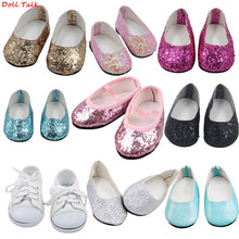 Load image into Gallery viewer, New Fashion Baby Sequins Doll Shoes 7cm Manual Shoes Lovely 43cm Dolls Baby New Born and 18 inches American Doll Free Shipping
