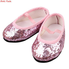 Load image into Gallery viewer, New Fashion Baby Sequins Doll Shoes 7cm Manual Shoes Lovely 43cm Dolls Baby New Born and 18 inches American Doll Free Shipping

