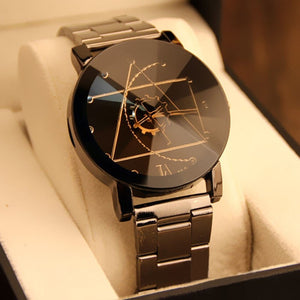 Geometric Math Couple Watch Stainless Steel Lovers Watches Fashion Casual Luxury Wristwatch Men Lady Clock parejas regalo hombre