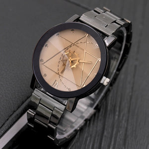 Geometric Math Couple Watch Stainless Steel Lovers Watches Fashion Casual Luxury Wristwatch Men Lady Clock parejas regalo hombre