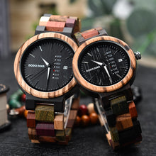 Load image into Gallery viewer, DODO DEER Couple Wooden Watches Quartz Movement Multifunction Watch Male Female Wooden watches clock Accept Custom Dropship
