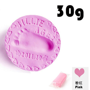 1pc baby footprint Clay Imprint Kit Casting Baby Hand Print Air Drying Soft Parent-child Hand Ink Pad Fingerprint Memory 30g
