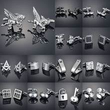 Load image into Gallery viewer, Fashion Men's Cufflinks Coppper Horse Business Cufflinks For Gentlemen steel Stamping Cuff Links Hand engraving Men Jewelry
