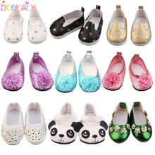 Load image into Gallery viewer, 15 Clolors 7cm Sequins Doll Shoes Cute Flower Star Panda Shoes For 18inch American Doll,1/3 BJD 43cm Baby Girl Dolls Toy Gift
