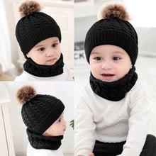 Load image into Gallery viewer, LONSANT 2Pcs Toddler Hat Baby Girls Boys Winter Warm Knitted Wool Hemming Hat Beanie Cap+Scarf Keep Warm Set 0-2 Year Kids Hat
