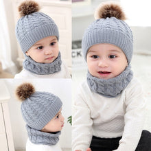 Load image into Gallery viewer, LONSANT 2Pcs Toddler Hat Baby Girls Boys Winter Warm Knitted Wool Hemming Hat Beanie Cap+Scarf Keep Warm Set 0-2 Year Kids Hat
