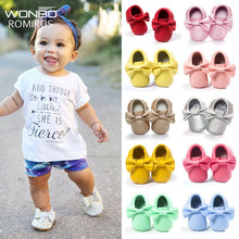 Load image into Gallery viewer, Handmade Soft Bottom Fashion Tassels Baby Moccasin Newborn Babies Shoes 19-colors PU leather Prewalkers Boots
